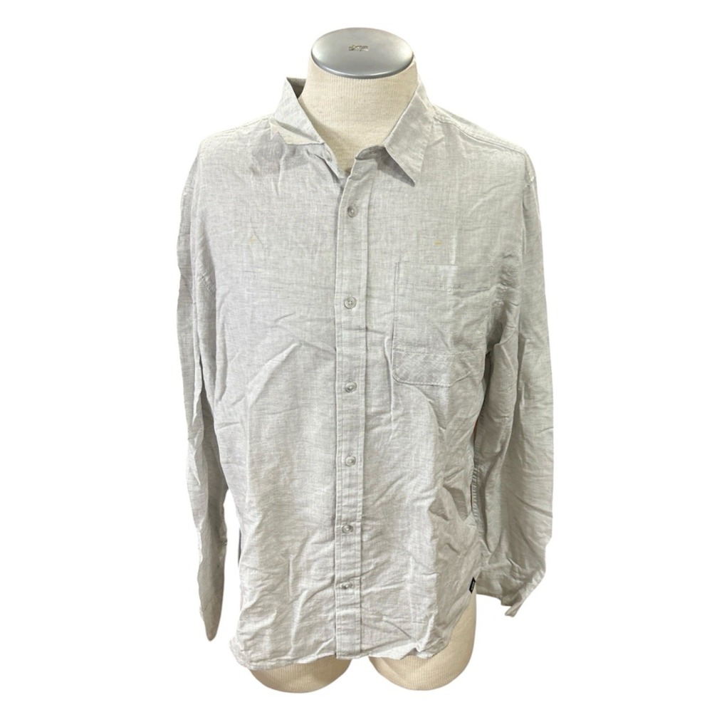 prana mens shirt Medium Grey Pockets long sleeves button up